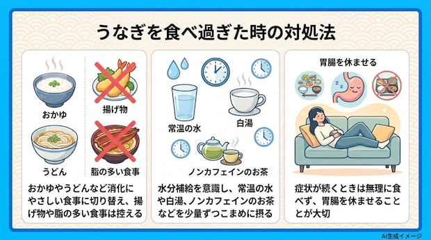 うなぎを食べ過ぎた時の対処法