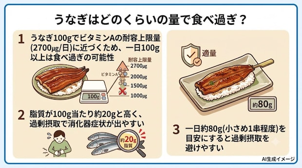 うなぎはどのくらいの量で食べ過ぎ？