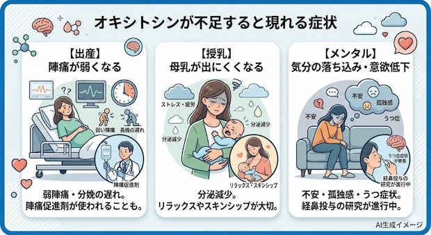 オキシトシンが不足すると現れる症状