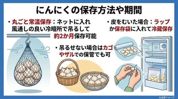 にんにくの保存方法や期間
