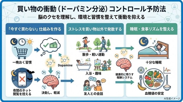 買い物の衝動(ドーパミン分泌)をコントロールする予防法