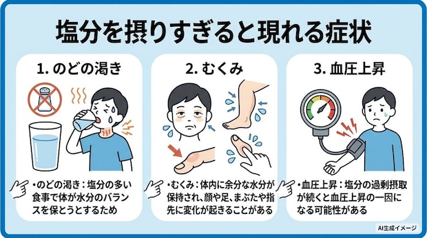 塩分を摂りすぎると現れる症状