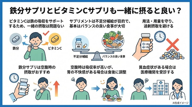 鉄分サプリとビタミンCサプリも一緒に摂ると良い?
