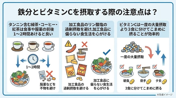 鉄分とビタミンCを摂取する際の注意点は?
