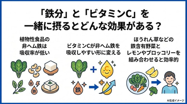 鉄分とビタミンCを一緒に摂るとどんな効果がある?