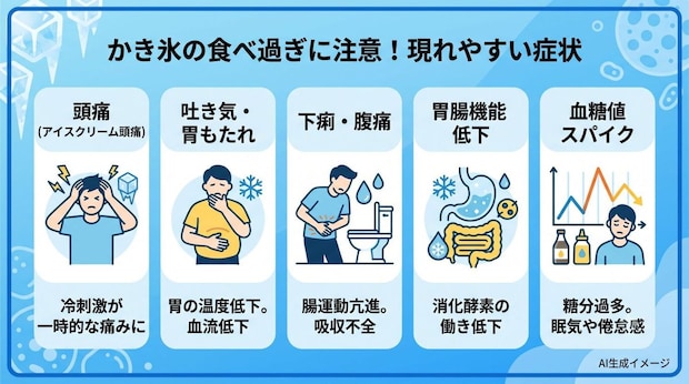 かき氷を食べ過ぎると現れる症状