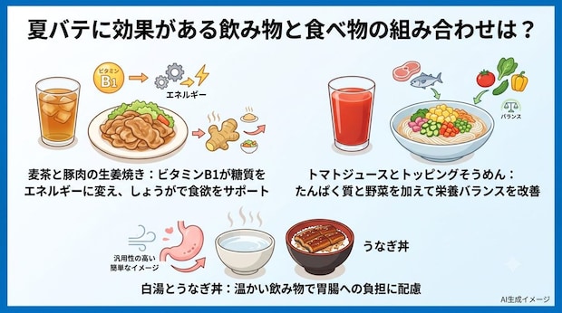 夏バテに効果がある飲み物と食べ物の組み合わせは？