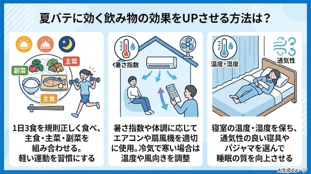 夏バテに効く飲み物の効果をUPさせる方法は？
