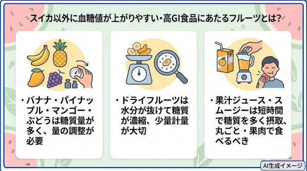 スイカ以外に血糖値が上がりやすい･高GI食品にあたるフルーツとは？
