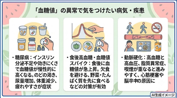 「血糖値」の異常で気をつけたい病気・疾患