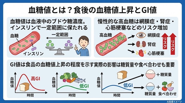 血糖値とは？食後の血糖値上昇とGI値