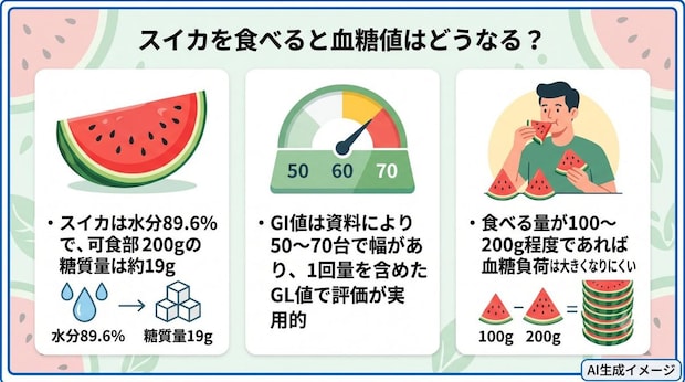 スイカを食べると血糖値はどうなる？