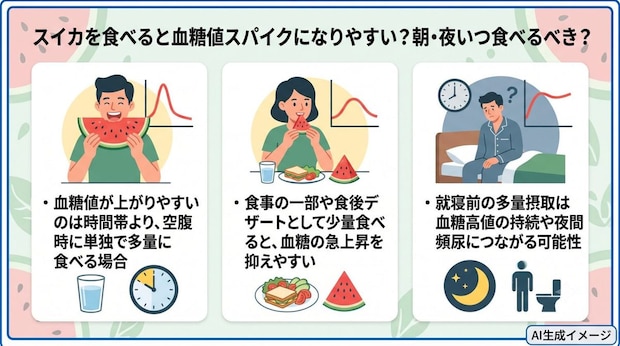 スイカを食べると血糖値スパイクになりやすい？朝･夜いつ食べるべき？
