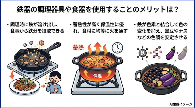 鉄器の調理器具や食器を使用することのメリットは?
