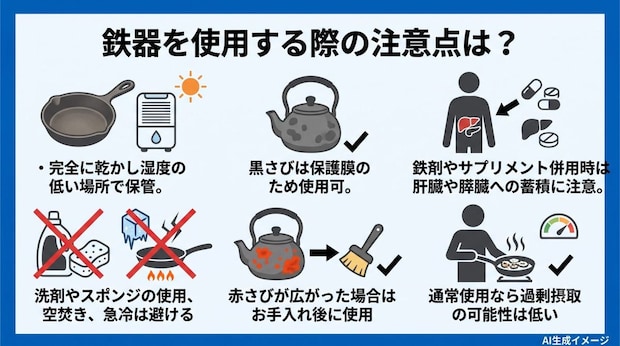 鉄器を使用する際の注意点は?