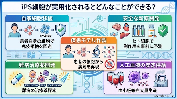 iPS細胞が実用化されるとどんなことができる?