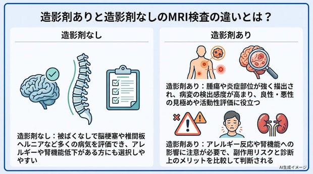 造影剤ありと造影剤なしのMRI検査の違いとは？