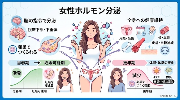 女性ホルモンはどこから分泌されるの?