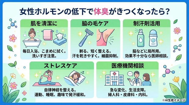 女性ホルモンの低下で体臭がきつくなったらどうしたらいい？