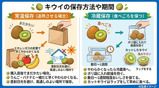 キウイの保存方法や期間