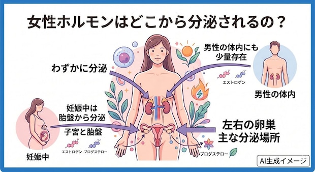 女性ホルモンはどこから分泌されるの?