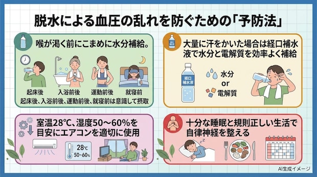 脱水による血圧の乱れを防ぐための「予防法」