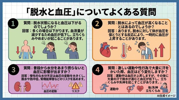 「脱水と血圧」についてよくある質問