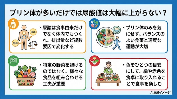 プリン体が多いだけでは尿酸値は大幅に上がらない？