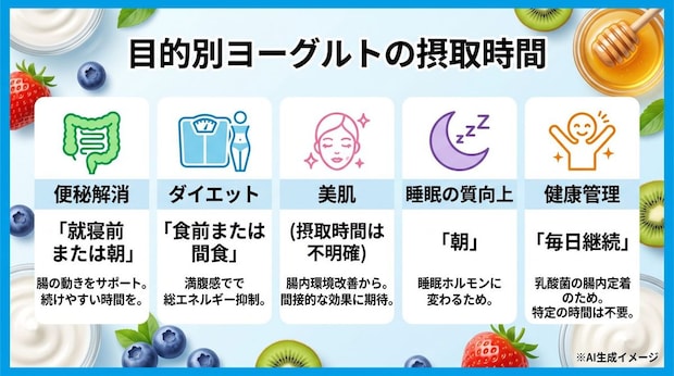 目的別ヨーグルトの摂取時間