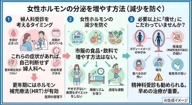 女性ホルモンの分泌を増やす方法