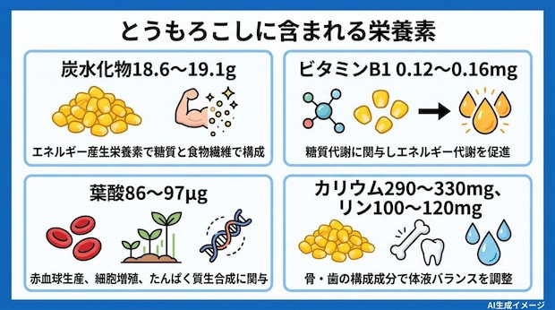 とうもろこしに含まれる栄養素