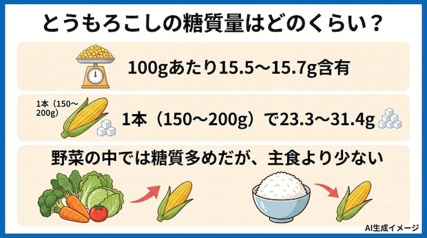 とうもろこしの糖質量はどのくらい？