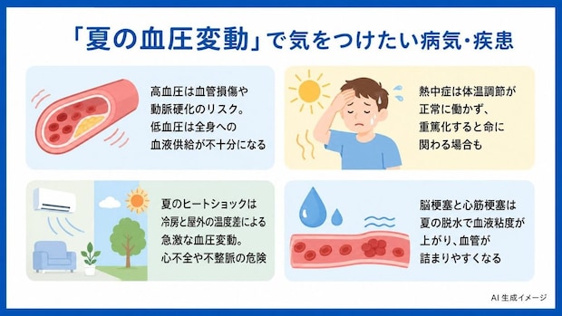 「夏の血圧変動」で気をつけたい病気・疾患