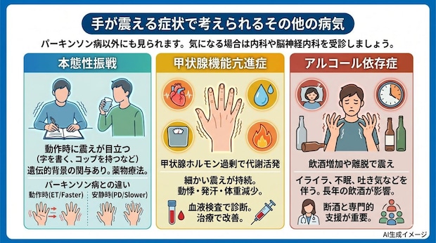 手が震える症状で考えられるその他の病気