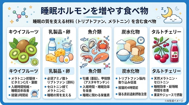 睡眠ホルモンの分泌を増やす食べ物