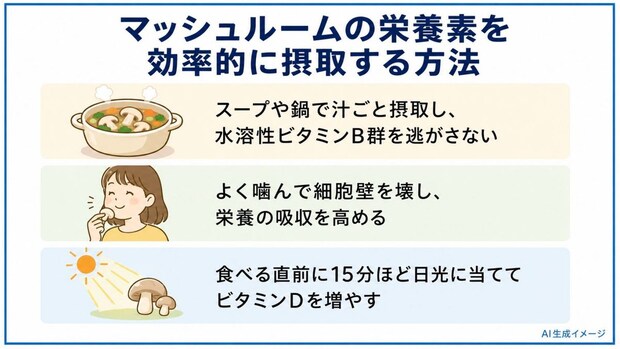 マッシュルームの栄養素を効率的に摂取する方法