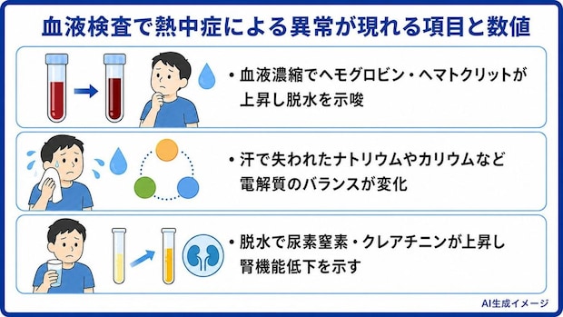 血液検査で熱中症による異常が現れる項目と数値