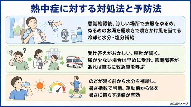 熱中症に対する対処法と予防法