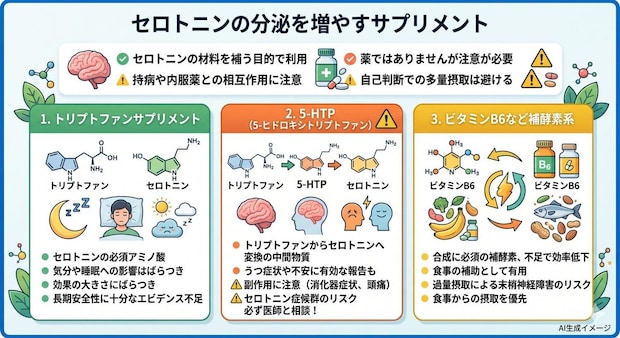 セロトニンの分泌を増やすサプリメント