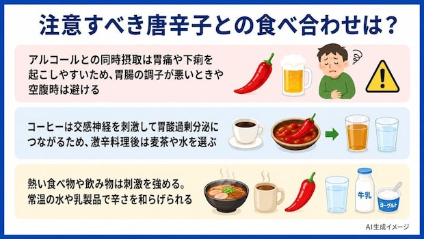 注意すべき唐辛子との食べ合わせは?