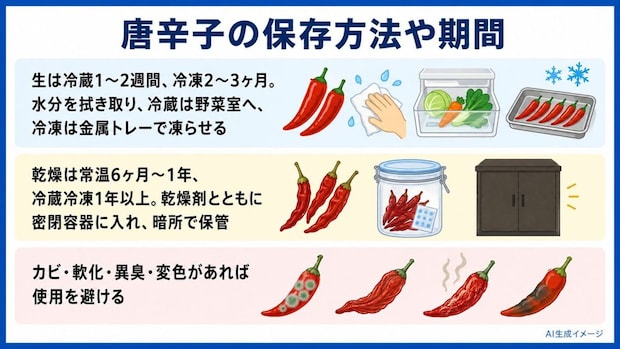 唐辛子の保存方法や期間