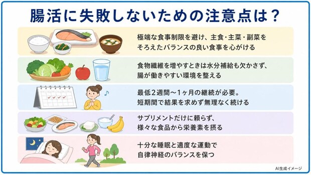 腸活に失敗しないための注意点は?