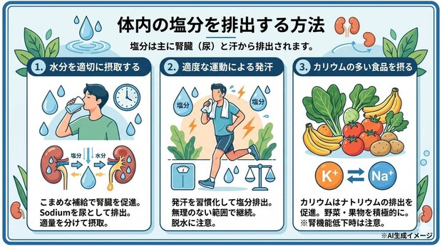 体内の塩分を排出する方法