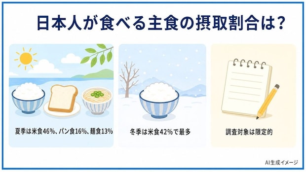 日本人が食べる主食の摂取割合は？