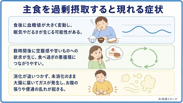 主食を過剰摂取すると現れる症状