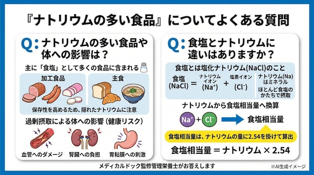 「ナトリウムの多い食品」についてよくある質問
