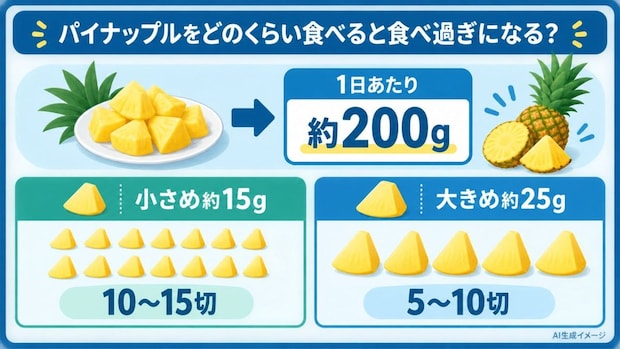 パイナップルをどのくらい食べると食べ過ぎになる？