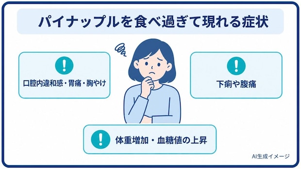 パイナップルを食べ過ぎて現れる症状