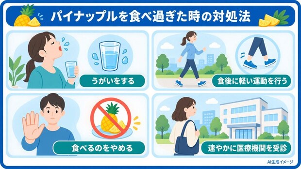 パイナップルを食べ過ぎた時の対処法