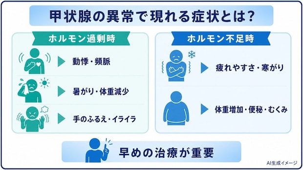 甲状腺の異常で現れる症状とは？